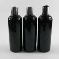 300ml oz black body lotion bottle 10 oz cosmo round PET Dispensing bottle with Disc Top Cap