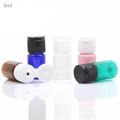 5ml pet cylinder Try bottling emulsion plastic bottle travel kit bottle with butterfly flip top lid cap, hand santitizer bottle