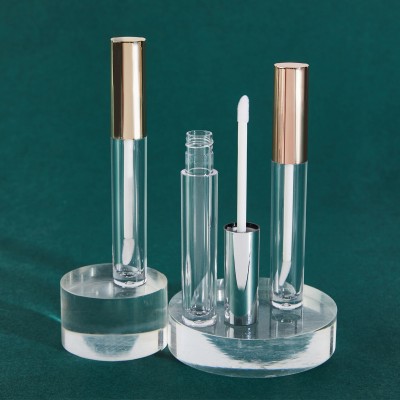 4g Mini Empty Lip Glaze Tube,Gold  Lipgloss Container, 4ml Concealer Tube Clear Round Lip Gloss Bottle