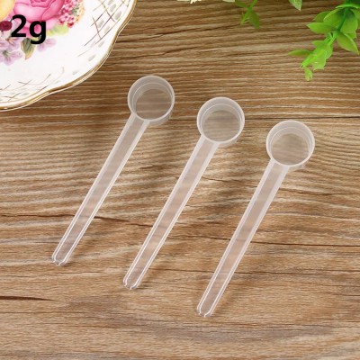 2g 4ml clear disposable plastic long handle salt measuring spoon