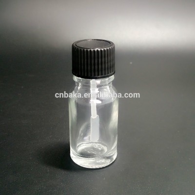 10ml 1/3oz clear glass essential oil bottle with spatula cap, glue bottle with flat stem lid