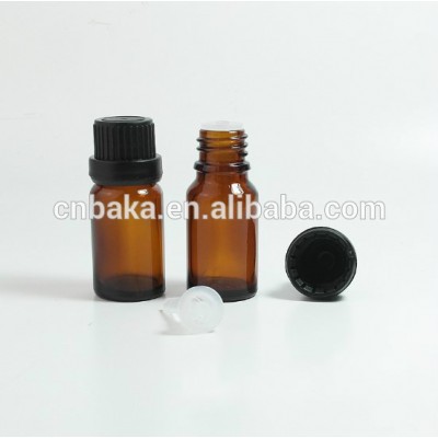 10ml glass amber boston essential oil bottle, liquid oil bottle with 18mm neck tamper proof cap